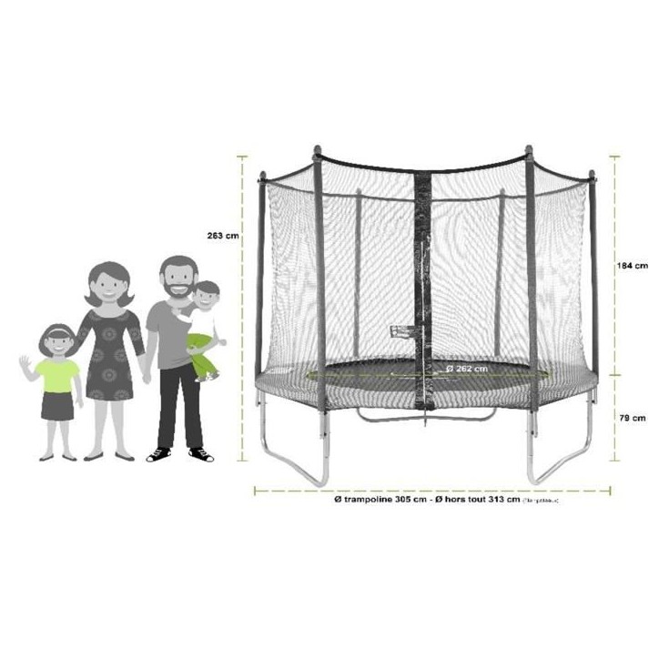 Trampoline KANGUI - TWIN Ø 300-305 cm – Enfant – Rebond Optimal – Échelle & Bâche – Certification CE & NF EN 71-14 Trampoline KANGUI - TWIN Ø 300-305 cm – Enfant – Rebond Optimal – Échelle & Bâche – Certification CE & NF EN 71-14