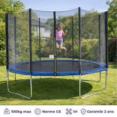 Trampoline Ø 360 cm Bleu MAXI ECO - KANGUI - Avec Filet, Echelle, Cou
