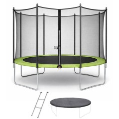 KANGUI Trampoline TWIN Ø 360cm - Vert - avec filet, échelle, couvert