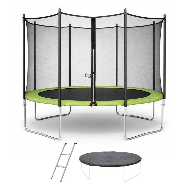 KANGUI Trampoline TWIN Ø 360cm - Vert - avec filet, échelle, couverture de protection KANGUI Trampoline TWIN Ø 360cm - Vert - avec filet, échelle, couverture de protection