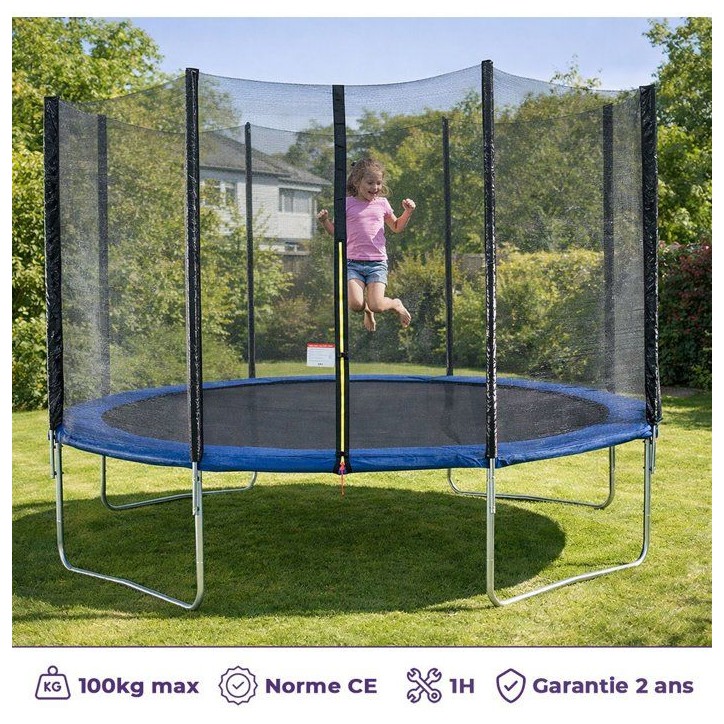 Trampoline KANGUI - BLEU Ø 426-430 cm – Enfant – Échelle & Bâche – Certification CE & NF EN 71–14 Trampoline KANGUI - BLEU Ø 426-430 cm – Enfant – Échelle & Bâche – Certification CE & NF EN 71–14