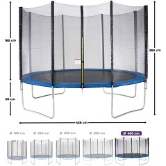Trampoline KANGUI - BLEU Ø 426-430 cm – Enfant – Échelle & Bâch