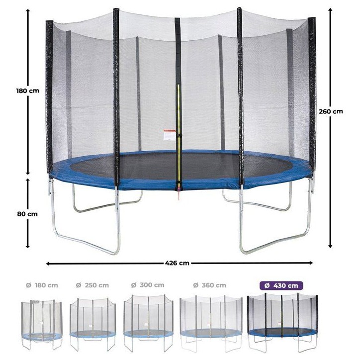 Trampoline KANGUI - BLEU Ø 426-430 cm – Enfant – Échelle & Bâche – Certification CE & NF EN 71–14 Trampoline KANGUI - BLEU Ø 426-430 cm – Enfant – Échelle & Bâche – Certification CE & NF EN 71–14