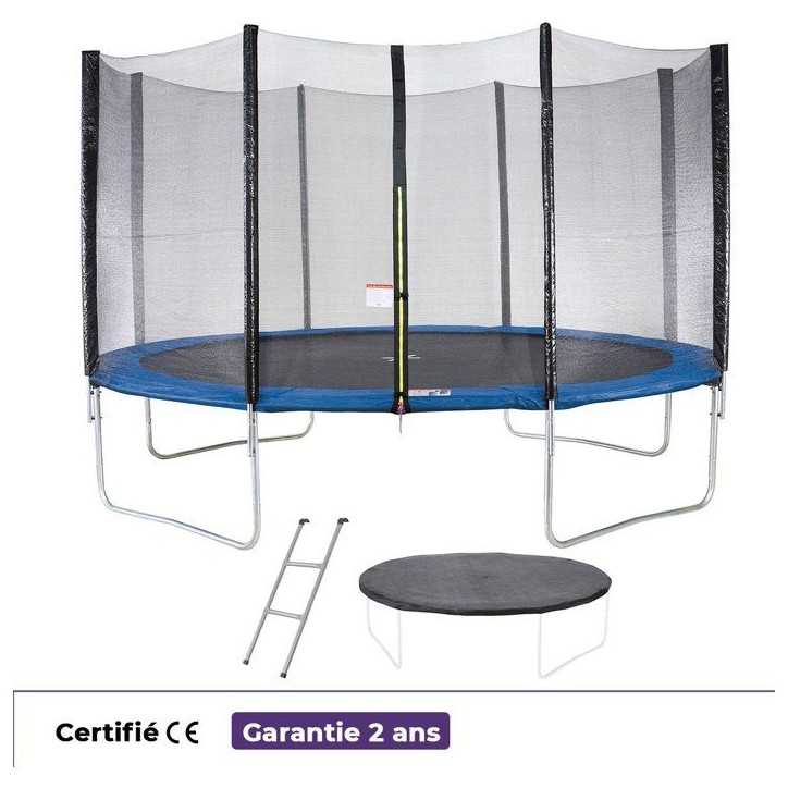 Trampoline KANGUI - BLEU Ø 426-430 cm – Enfant – Échelle & Bâche – Certification CE & NF EN 71–14 Trampoline KANGUI - BLEU Ø 426-430 cm – Enfant – Échelle & Bâche – Certification CE & NF EN 71–14