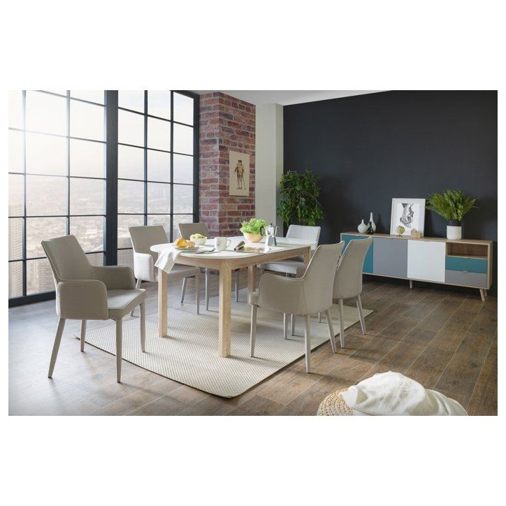 Table a manger extensible - KAYRI - Rectangulaire - Chene Sonoma / Blanc - 4 a 6 personnes - 120-160 x 76 x 90 cm Table a manger extensible - KAYRI - Rectangulaire - Chene Sonoma / Blanc - 4 a 6 personnes - 120-160 x 76 x 90 cm