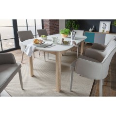Table a manger extensible - KAYRI - Rectangulaire - Chene Sonoma / Bla