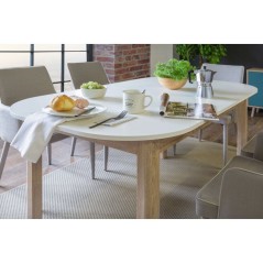 Table a manger extensible - KAYRI - Rectangulaire - Chene Sonoma / Bla