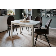 Table a manger extensible - KAYRI - Rectangulaire - Béton / Blanc - 4