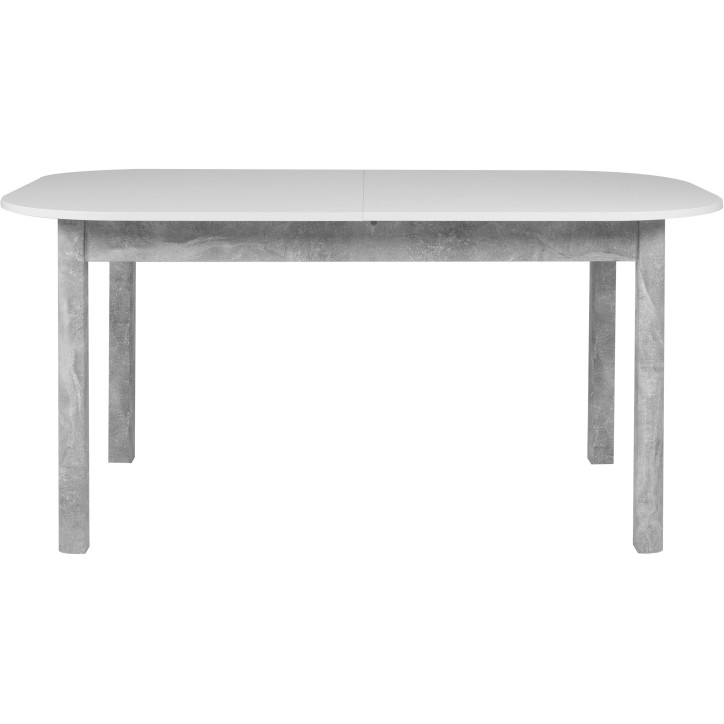 Table a manger extensible - KAYRI - Rectangulaire - Béton / Blanc - 6 a 8 personnes - 160-200 x 76 x 90 cm