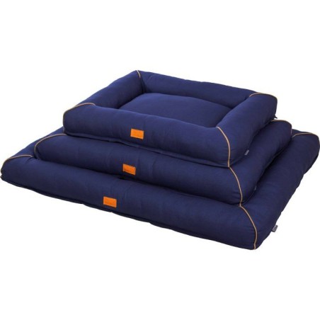 Corbeille Jerome – Bleu foncé / Cognac – 110 × 90 × 10 cm