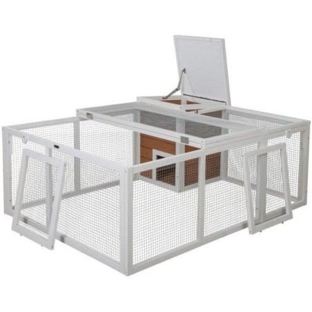 KERBL - Enclos d'extérieur petits animaux - 132 x 102 x 59 cm - Maison intégrée - Grillage
