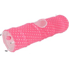 Tunnel pour chat - KERBL - Puntino - Rose/blanc - L. 100 cm × Ø 25 c