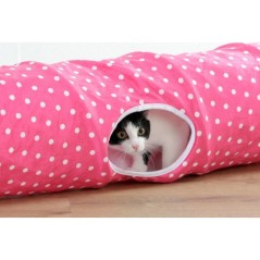 Tunnel pour chat - KERBL - Puntino - Rose/blanc - L. 100 cm × Ø 25 c