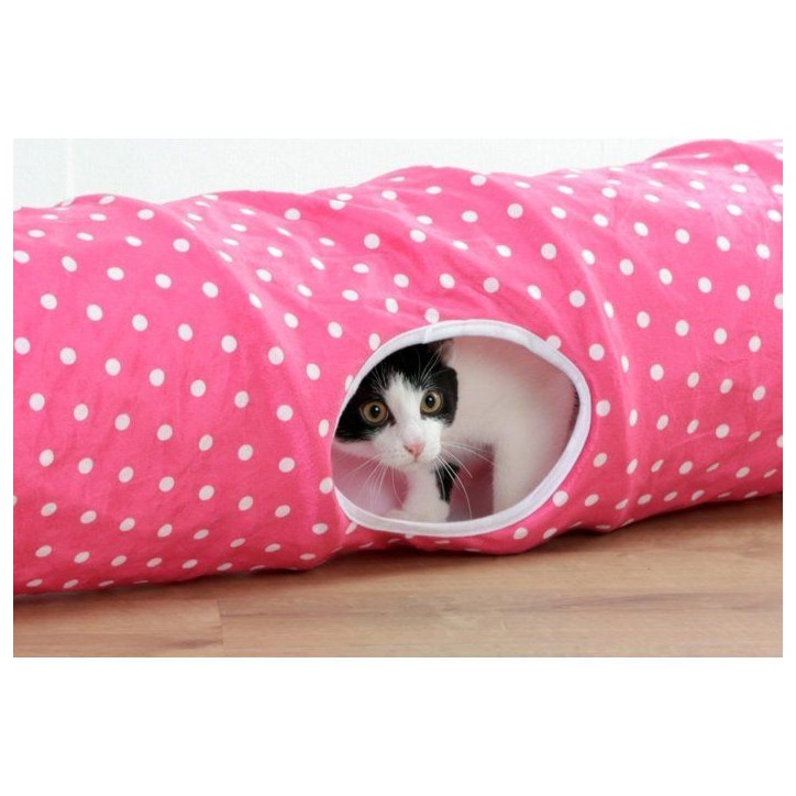Tunnel pour chat - KERBL - Puntino - Rose/blanc - L. 100 cm × Ø 25 cm Tunnel pour chat - KERBL - Puntino - Rose/blanc - L. 100 cm × Ø 25 cm