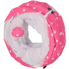 Tunnel pour chat - KERBL - Puntino - Rose/blanc - L. 100 cm × Ø 25 c