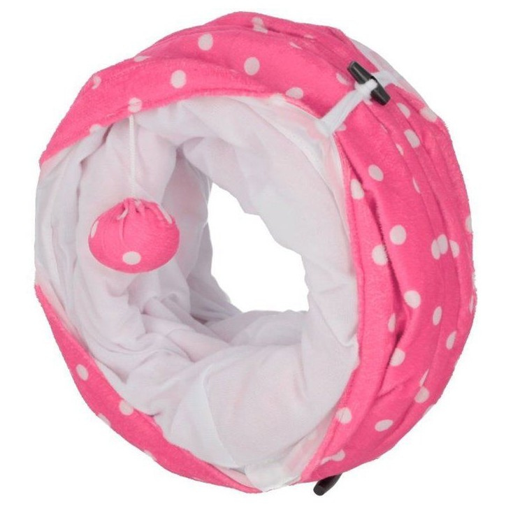 Tunnel pour chat - KERBL - Puntino - Rose/blanc - L. 100 cm × Ø 25 cm Tunnel pour chat - KERBL - Puntino - Rose/blanc - L. 100 cm × Ø 25 cm