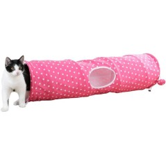 Tunnel pour chat - KERBL - Puntino - Rose/blanc - L. 100 cm × Ø 25 c