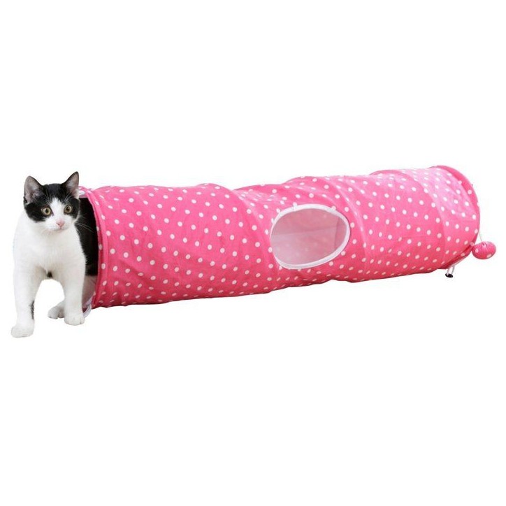 Tunnel pour chat - KERBL - Puntino - Rose/blanc - L. 100 cm × Ø 25 cm Tunnel pour chat - KERBL - Puntino - Rose/blanc - L. 100 cm × Ø 25 cm