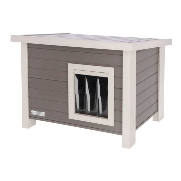 Maison extérieure pour chat en composite, matériau durable - KERBL - ECO Eli - Gris / Blanc - 57 x 45 x 43 cm Maison extérieure pour chat en composite, matériau durable - KERBL - ECO Eli - Gris / Blanc - 57 x 45 x 43 cm