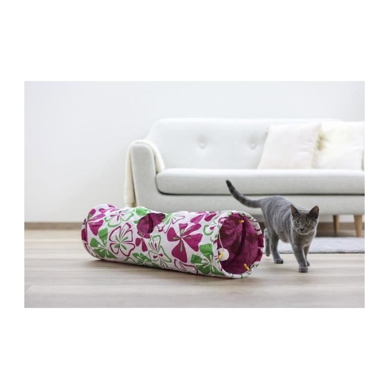 Tunnel pour chat - KERBL - Flower - Multicolore - L. 90 cm × Ø 25 cm