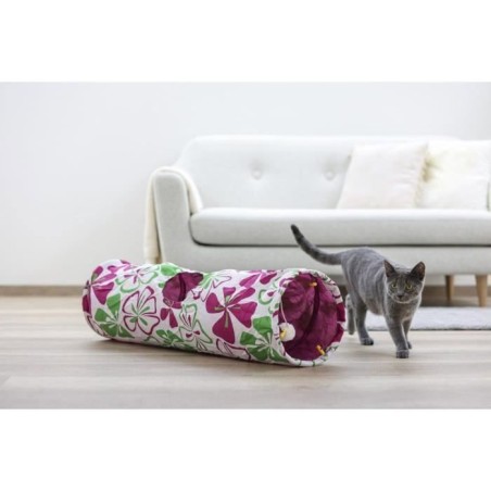 Tunnel pour chat - KERBL - Flower - Multicolore - L. 90 cm × Ø 25 cm