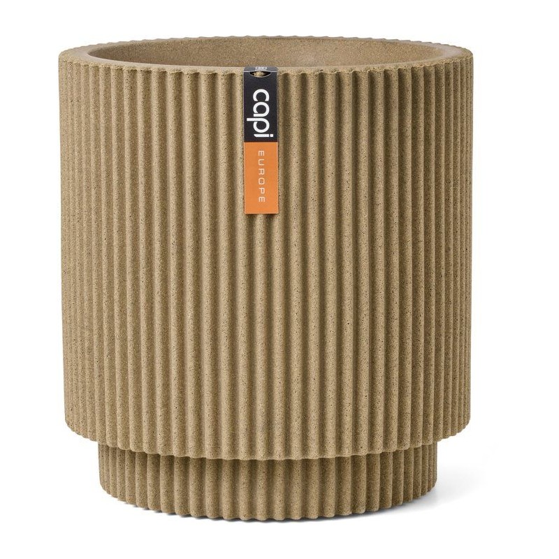 Vase cylindre - CAPI EUROPE - Groove NL - 44 x 46 cm - Beige