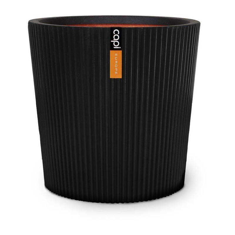 Vase conique - CAPI EUROPE - Groove NL - 36 x 34 - Noir