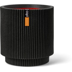 Vase cylindre - CAPI EUROPE - Groove NL - 36 x 38 cm - Noir
