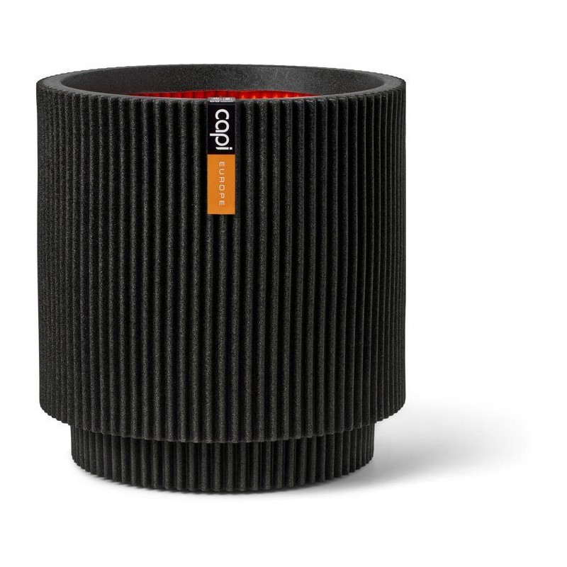 Vase cylindre - CAPI EUROPE - Groove NL - 36 x 38 cm - Noir