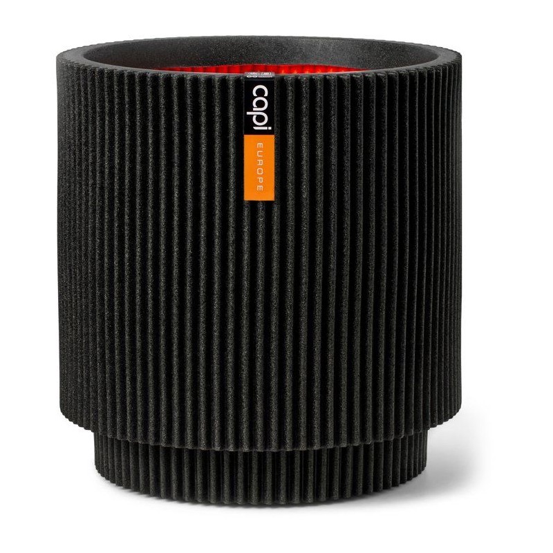 Vase cylindre - CAPI EUROPE - Groove NL - 44 x 46 cm - Noir