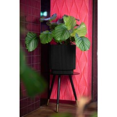 Vase cylindre - CAPI EUROPE - Groove NL - 44 x 46 cm - Noir