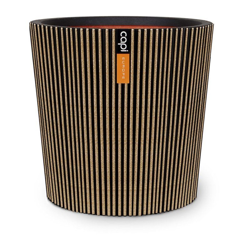 Vase conique - CAPI EUROPE - Groove NL - 45 x 41 cm - Noir/or