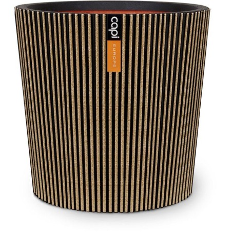 Vase conique - CAPI EUROPE - Groove NL - 45 x 41 cm - Noir/or