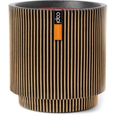 Vase cylindre - CAPI EUROPE - Groove NL - 36 x 38 cm - Noir/or