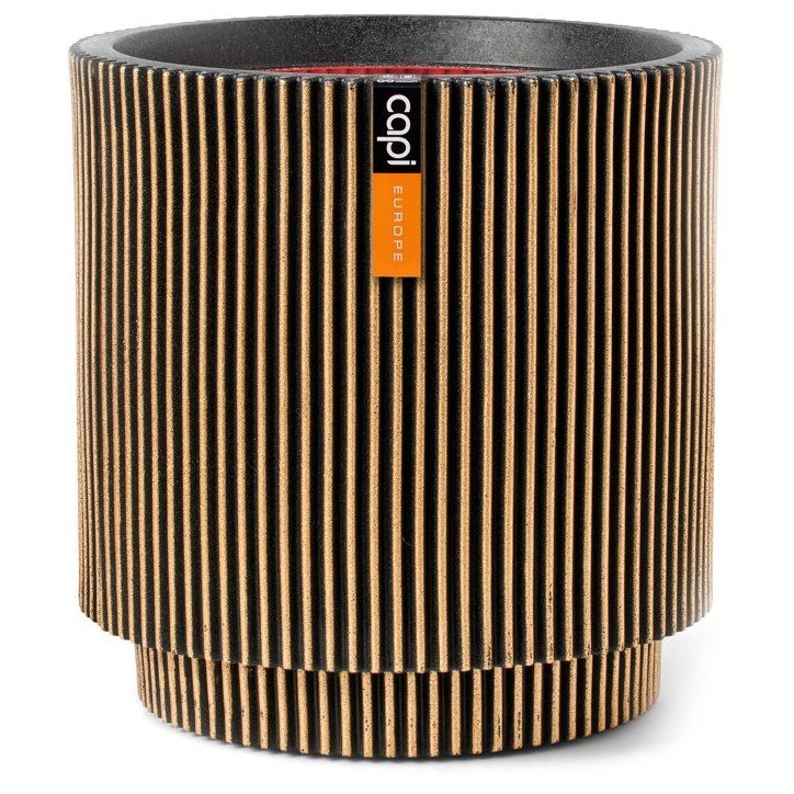 Vase cylindre - CAPI EUROPE - Groove NL - 36 x 38 cm - Noir/or Vase cylindre - CAPI EUROPE - Groove NL - 36 x 38 cm - Noir/or