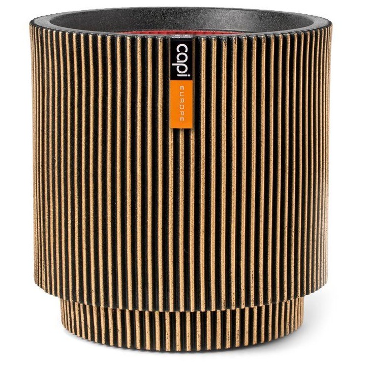 Vase cylindre - CAPI EUROPE - Groove NL - 44 x 46 cm - Noir/or Vase cylindre - CAPI EUROPE - Groove NL - 44 x 46 cm - Noir/or