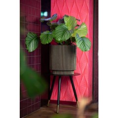 Vase cylindre - CAPI EUROPE - Groove NL - 44 x 46 cm - Noir/or