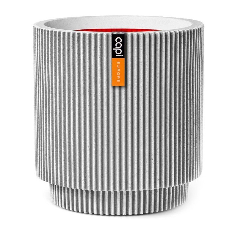 Vase cylindre - CAPI EUROPE - Groove NL - 36 x 38 cm - Ivoire