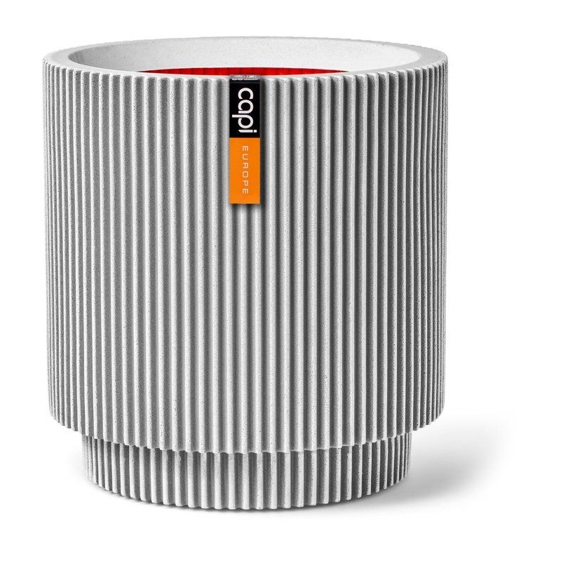 Vase cylindre - CAPI EUROPE - Groove NL - 44 x 46 - Ivoire