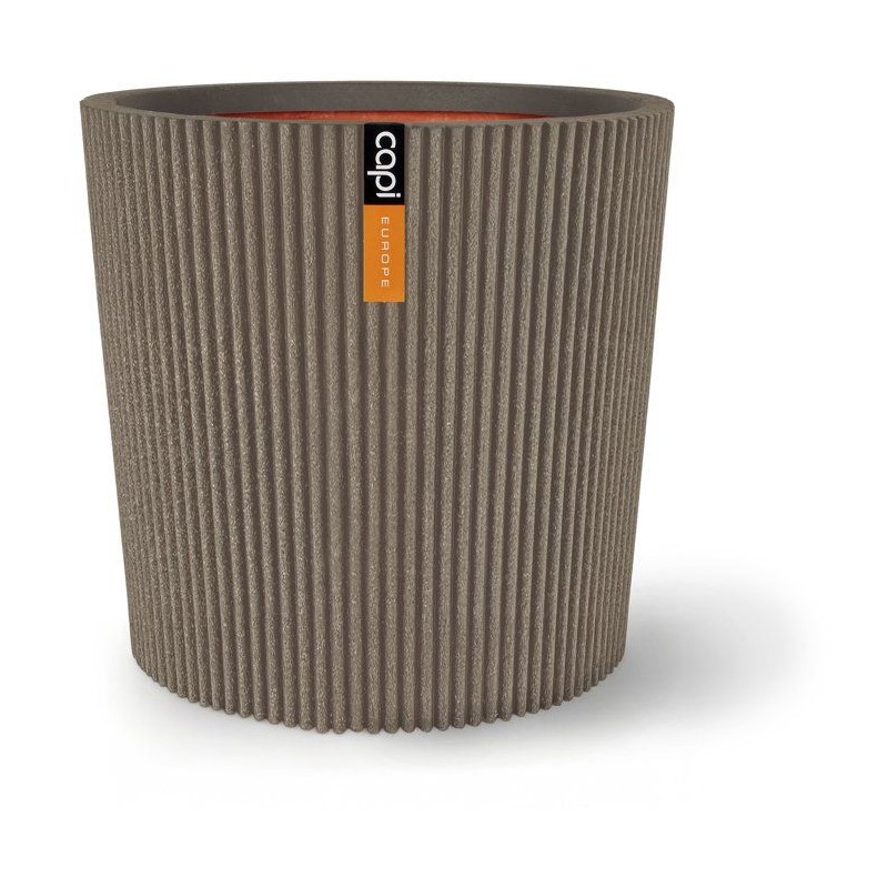 Vase conique - CAPI EUROPE - Groove NL - 45 x 41 cm - Chaud taupe