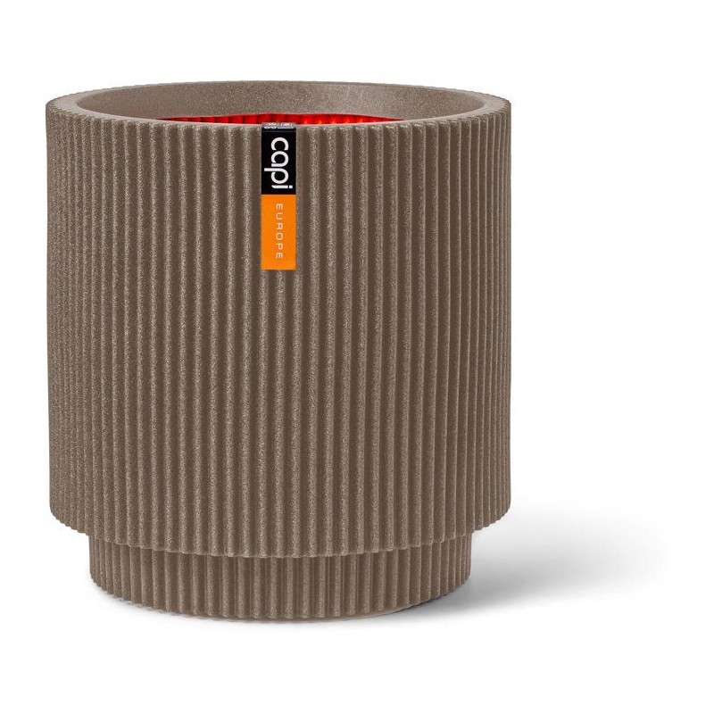 Vase cylindre - CAPI EUROPE - Groove NL - 44 x 46 cm - Chaud taupe