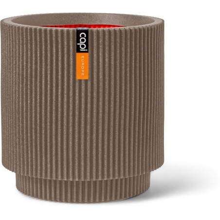 Vase cylindre - CAPI EUROPE - Groove NL - 44 x 46 cm - Chaud taupe
