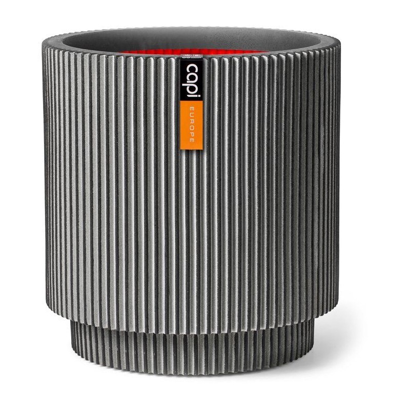 Vase cylindre - CAPI EUROPE - Groove NL - 36 x 38 cm - Anthracite
