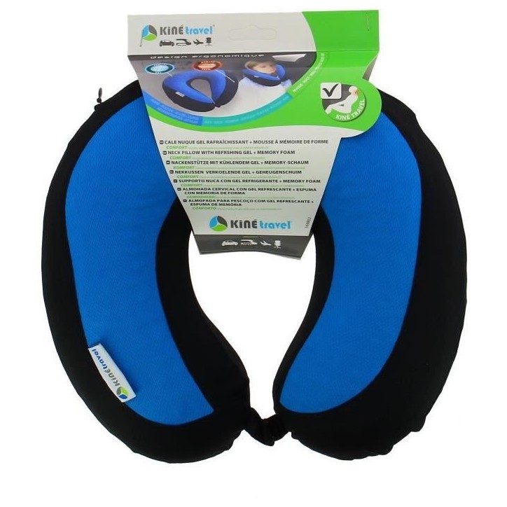 Cale nuque gel - KINE TRAVEL - 169803 - Noir et bleu Cale nuque gel - KINE TRAVEL - 169803 - Noir et bleu