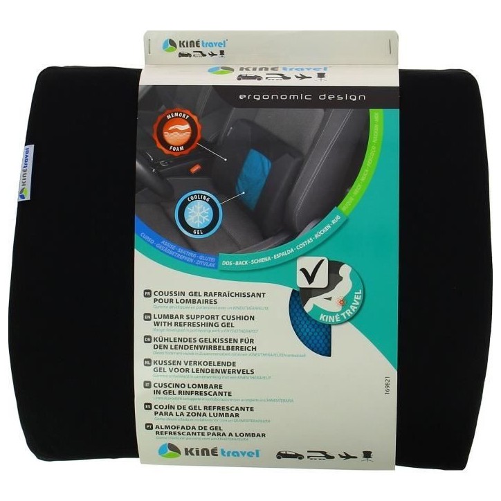 Coussin lombaire + Gel - KINE TRAVEL - 169821 - Noir et bleu Coussin lombaire + Gel - KINE TRAVEL - 169821 - Noir et bleu