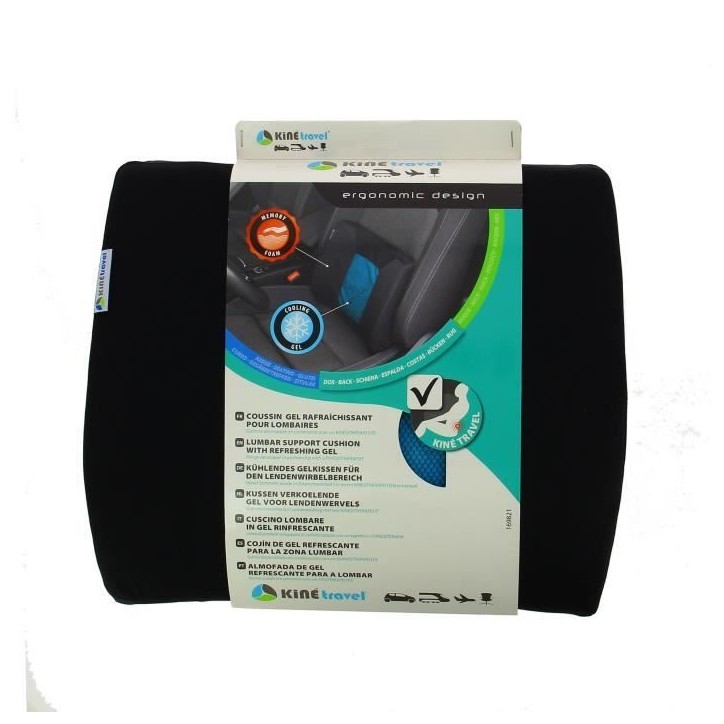 Coussin lombaire + Gel - KINE TRAVEL - 169821 - Noir et bleu Coussin lombaire + Gel - KINE TRAVEL - 169821 - Noir et bleu