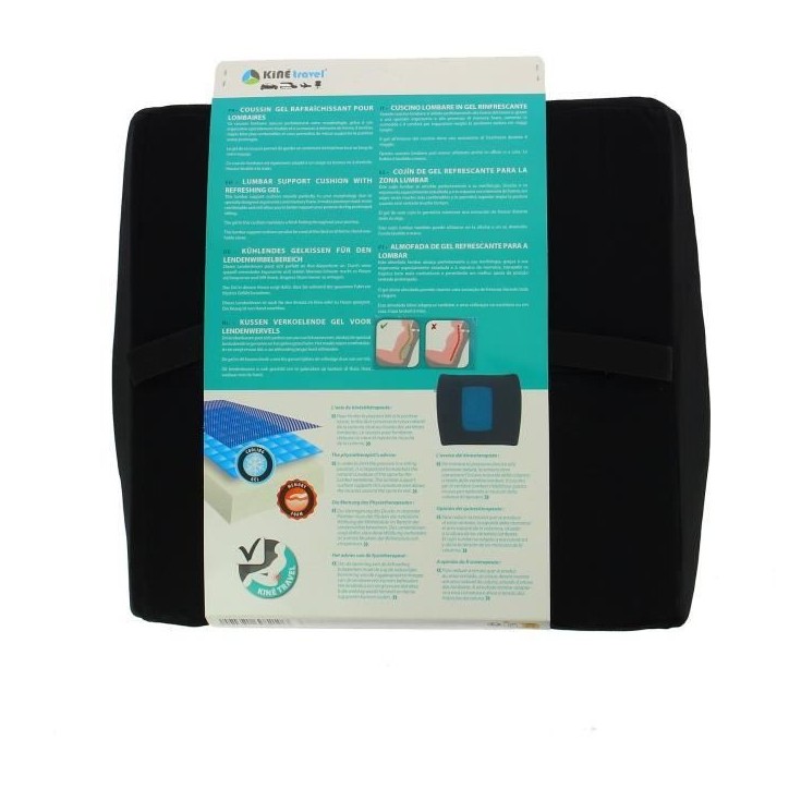 Coussin lombaire + Gel - KINE TRAVEL - 169821 - Noir et bleu Coussin lombaire + Gel - KINE TRAVEL - 169821 - Noir et bleu