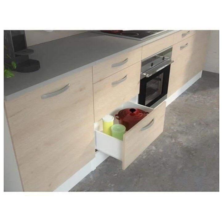 Cuisine complete OSLO - L 300 cm - Décor chene - Plan de travail inclus