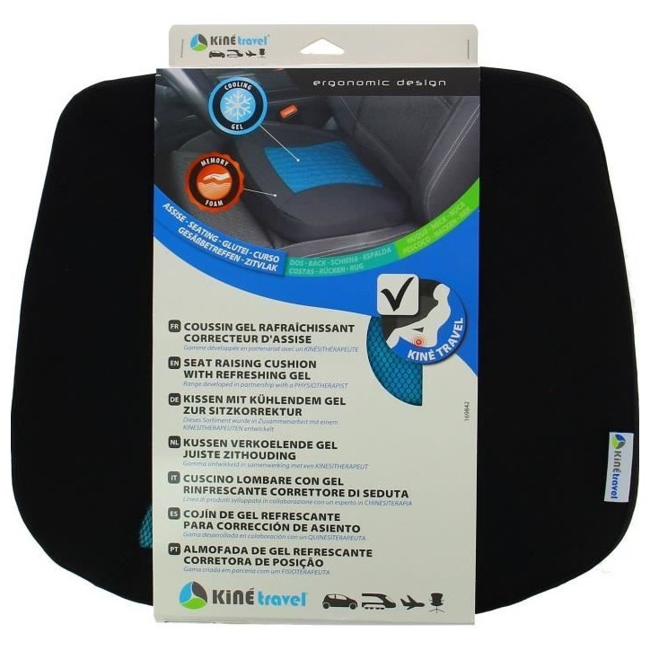 Assise confort gel - KINE TRAVEL - 169842 - Noir et bleu