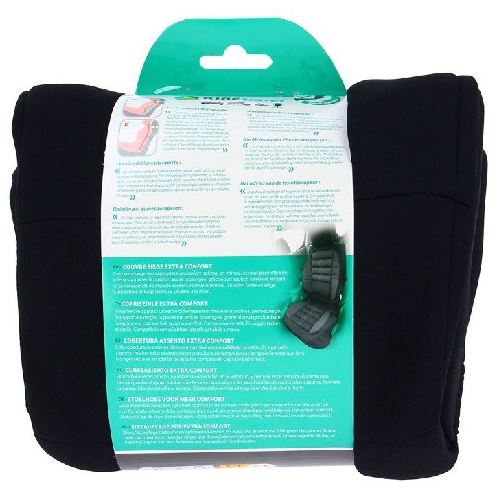 Couvre-siege - KINE TRAVEL - Confort intégral - Noir - Compatible airbags - Mousse haute qualité Couvre-siege - KINE TRAVEL - Confort intégral - Noir - Compatible airbags - Mousse haute qualité